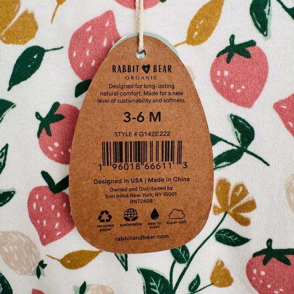 Rabbit + Bear Strawberries Onesie & Ruffle Pants Outfit Set NWT 🍓 - Picture 5 of 14